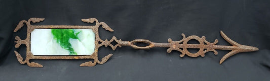 Antique Iron Lightning Rod Arrow with Stained Glass Insert