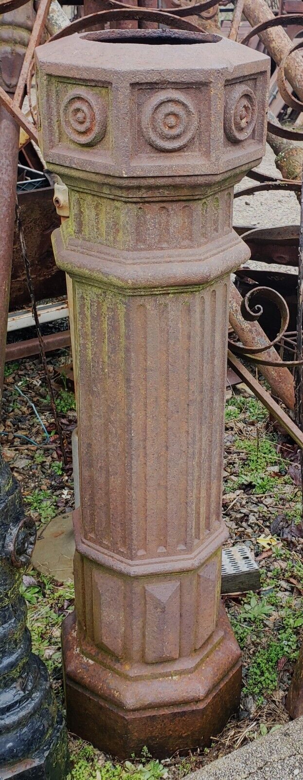 Octagon Shaped Cast Iron Fluted Newel Post 38" x 11" GA9783