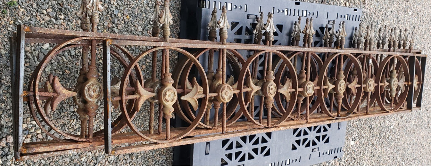 Restored Roofwalk Widow's Walk Ornate 4 Panel Iron Set 19' + Sq Feet GS00374