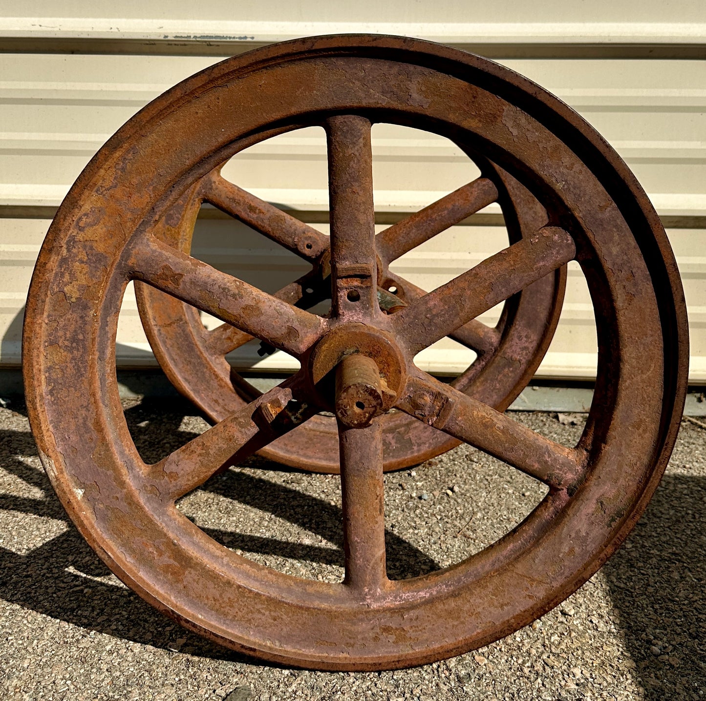 Pair of Industrial Salvage Hit & Miss Machine Wheels GA20916