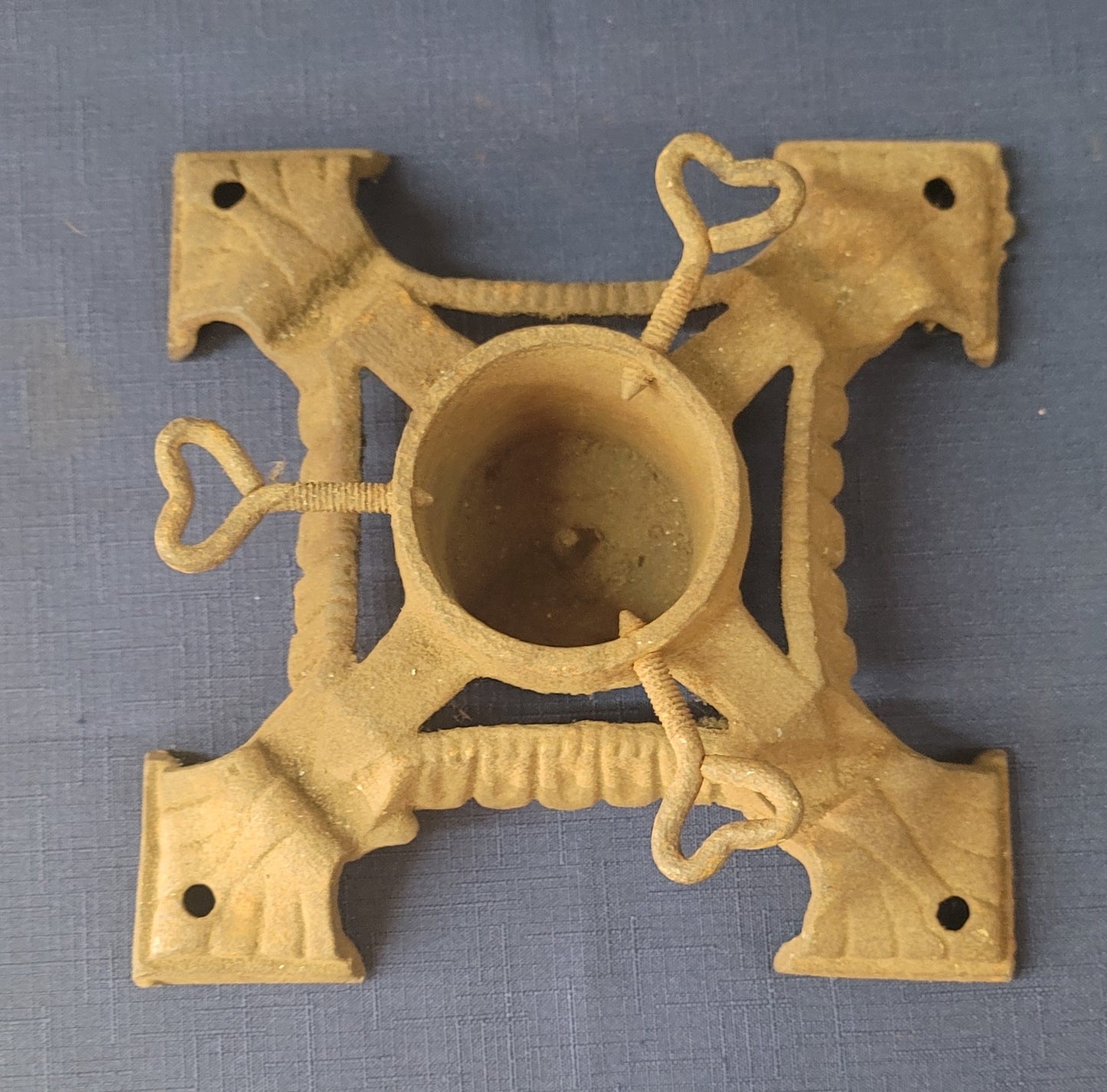 Vintage Art Deco Cast Iron Christmas Tree Stand 7 1/2" Square GS00917