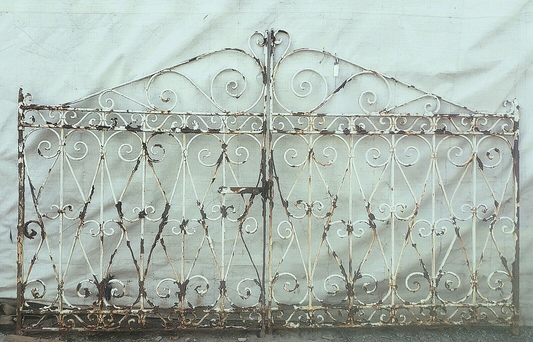 Ornate Arched Wrought Iron Gates 104 1/2"Total Width by 65" Tall GA9578