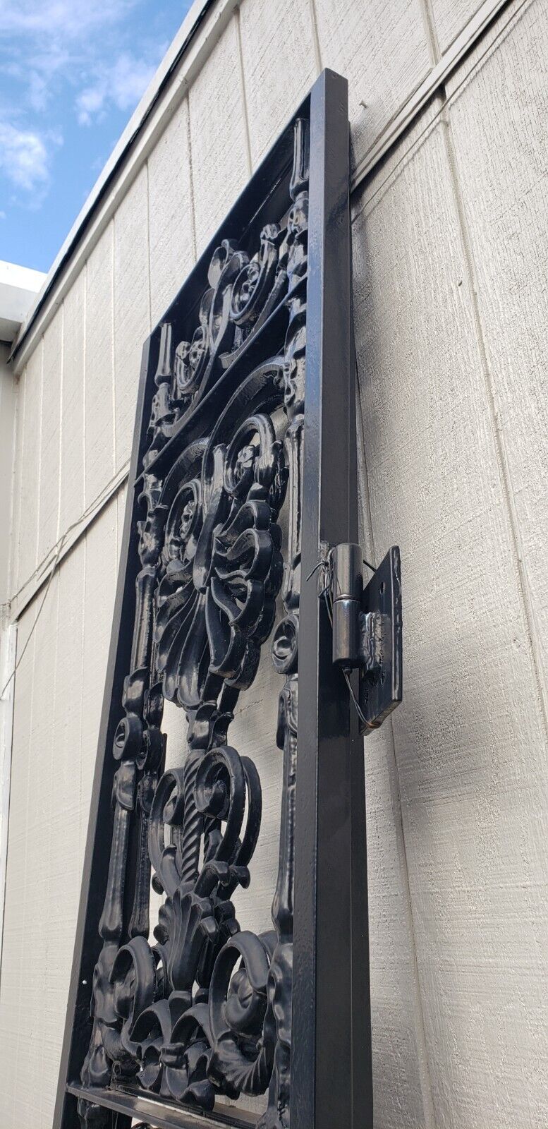 Pair of Satin Black Solid Cast Iron Gate Panels 43" Wide by 103" Tall GA9545