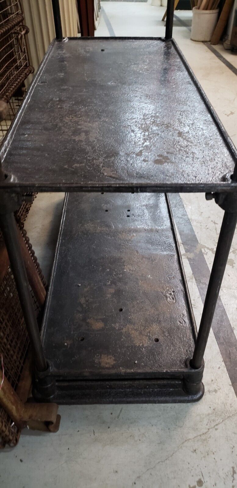 Salvaged Factory Cast Iron Three Tiered Etagere Shelf