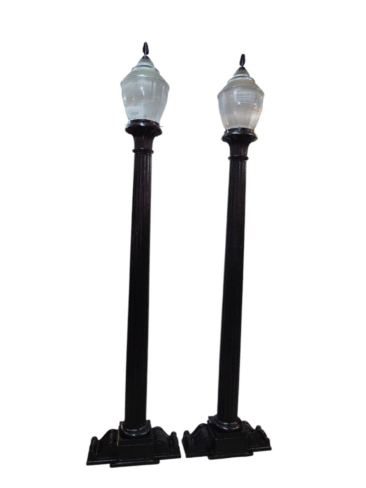 Pair Of Early 1900's Cast Iron Light Posts 93" GAM0257