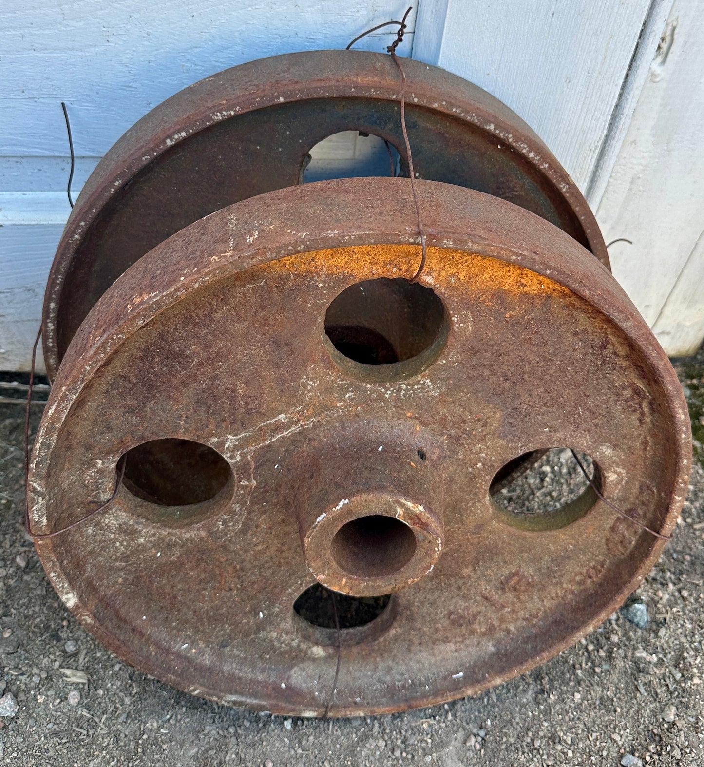 Pair of Industrial Cast Iron Cart Wheels GA20938