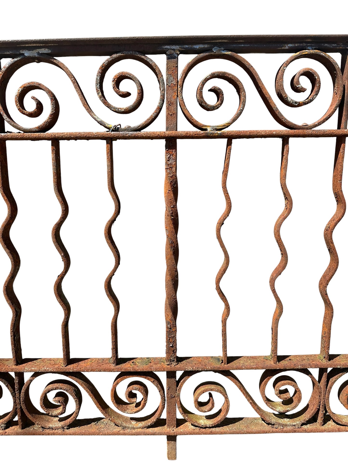 Antique Wrought Iron Fencing Panel - 68" Long x 31" Tall - GA21021