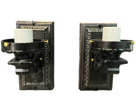 Restored Antique Cast Iron Wall Sconce Pair GA20685