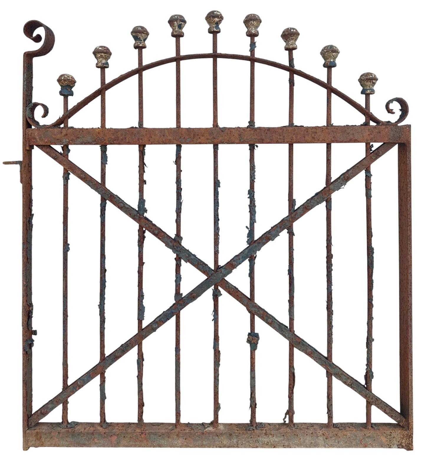 Antique Wrought Iron Garden Gate w/ Cross-Hatch Design - 35" W x 40" T - GA20971