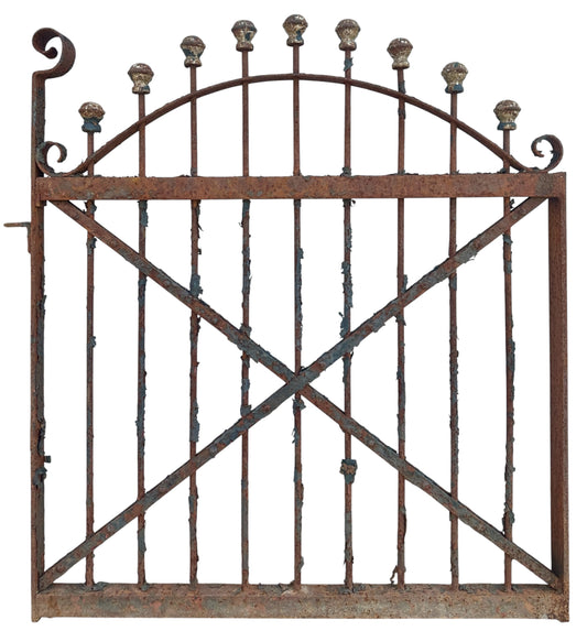 Antique Wrought Iron Garden Gate w/ Cross-Hatch Design - 35" W x 40" T - GA20971