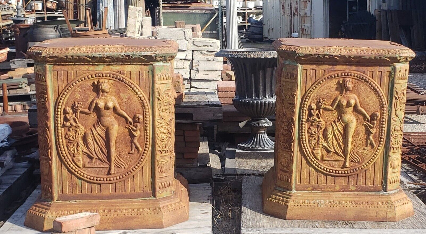 Pair of Huge Cast Iron Ornate Pedestals