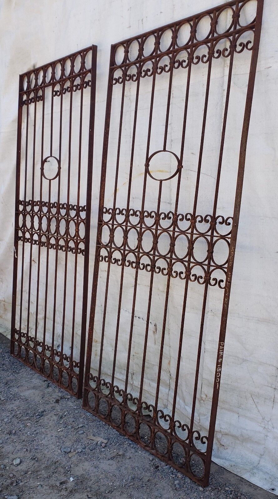 Pair of Wrought Iron Driveway or Property Gates 80" Tall x 40 1/2" Wide GA9436