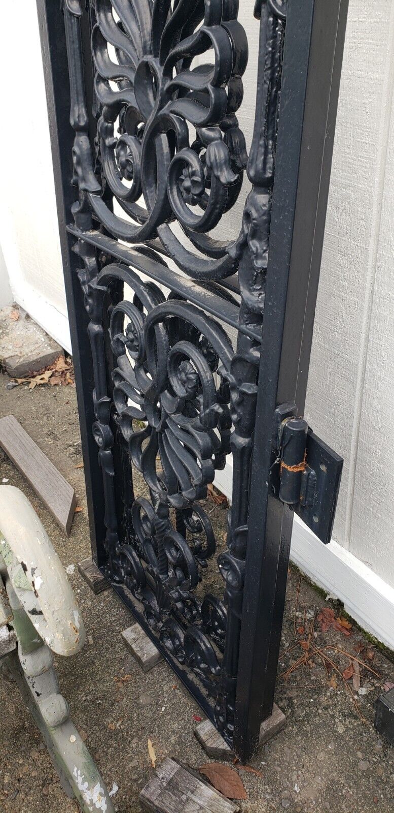 Pair of Satin Black Solid Cast Iron Gate Panels 43" Wide by 103" Tall GA9545