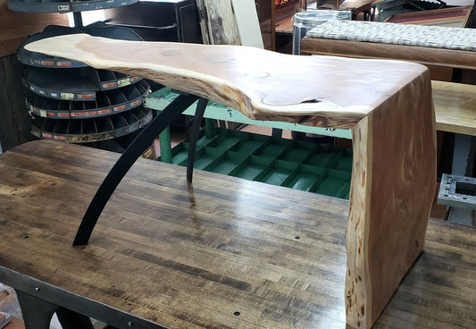Custom Designed Red Cedar & Iron Waterfall Table - LOCAL PICK UP