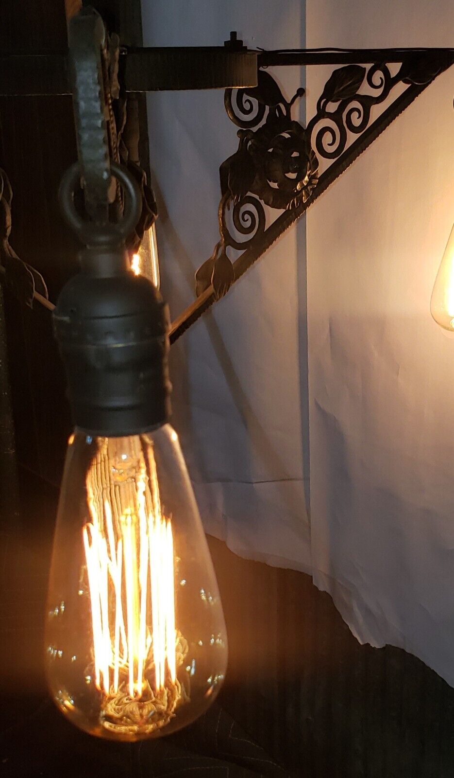 Ornate Black Wrought Iron 4 Light Chandelier 38 1/2" x 26 1/2" #GA9183