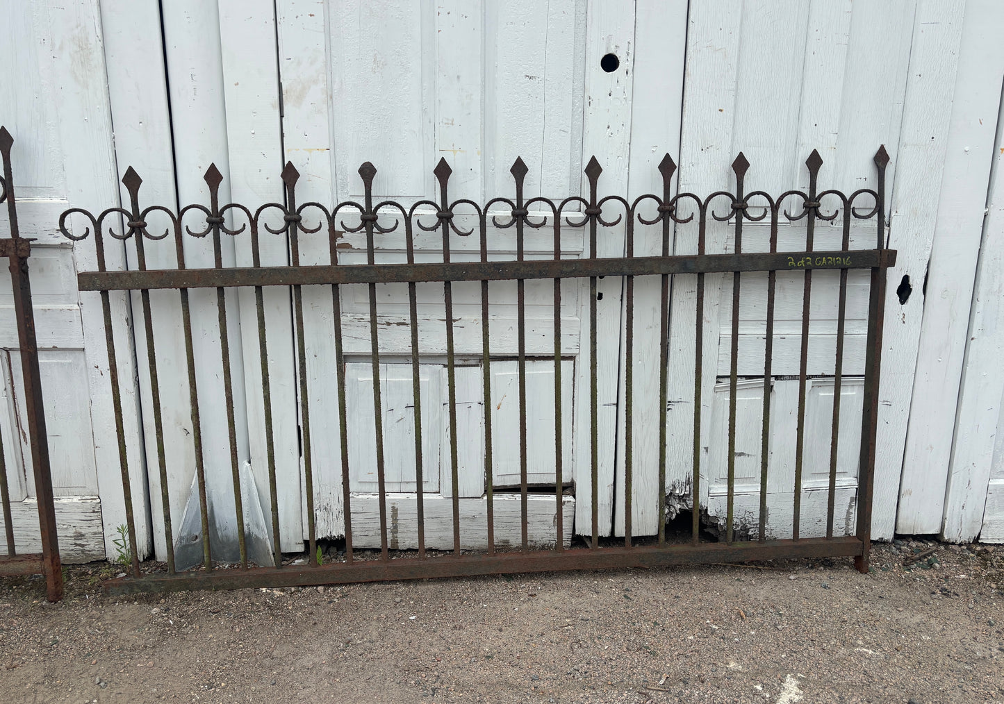 14 Feet of Wrought Iron Fence Panels with Finials GA21216