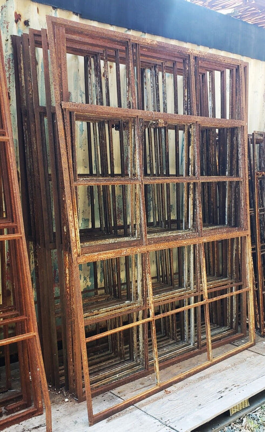 15 Pane Steel Casement Window Frames with Center Swing Out 62" x 82" GS00056