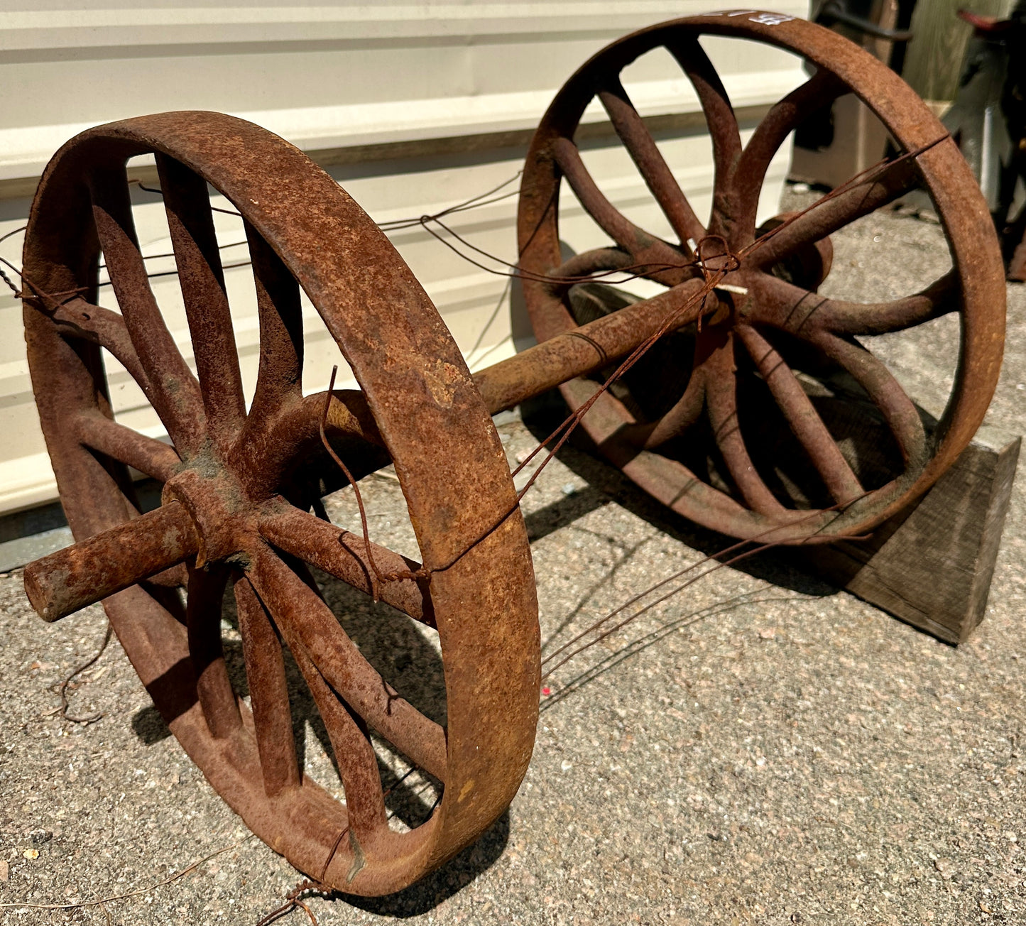 Pair of Industrial Cast Iron Cart Wheels GA20952