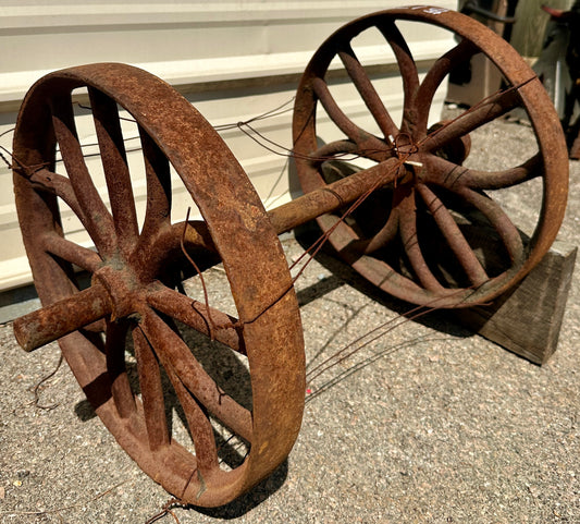 Pair of Industrial Cast Iron Cart Wheels GA20952