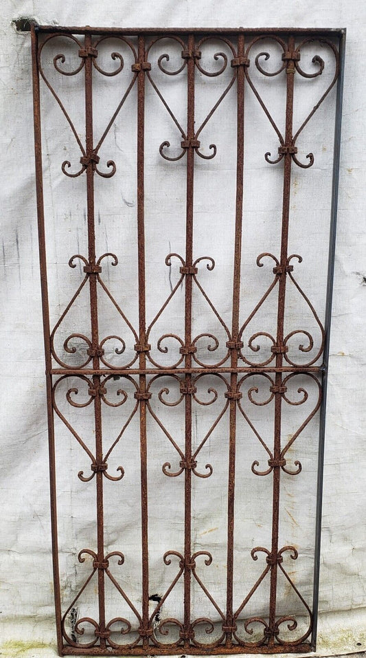 Wrought Iron Gate Panel with Heart Shaped Scrolls 25" W x 66" T GA9531