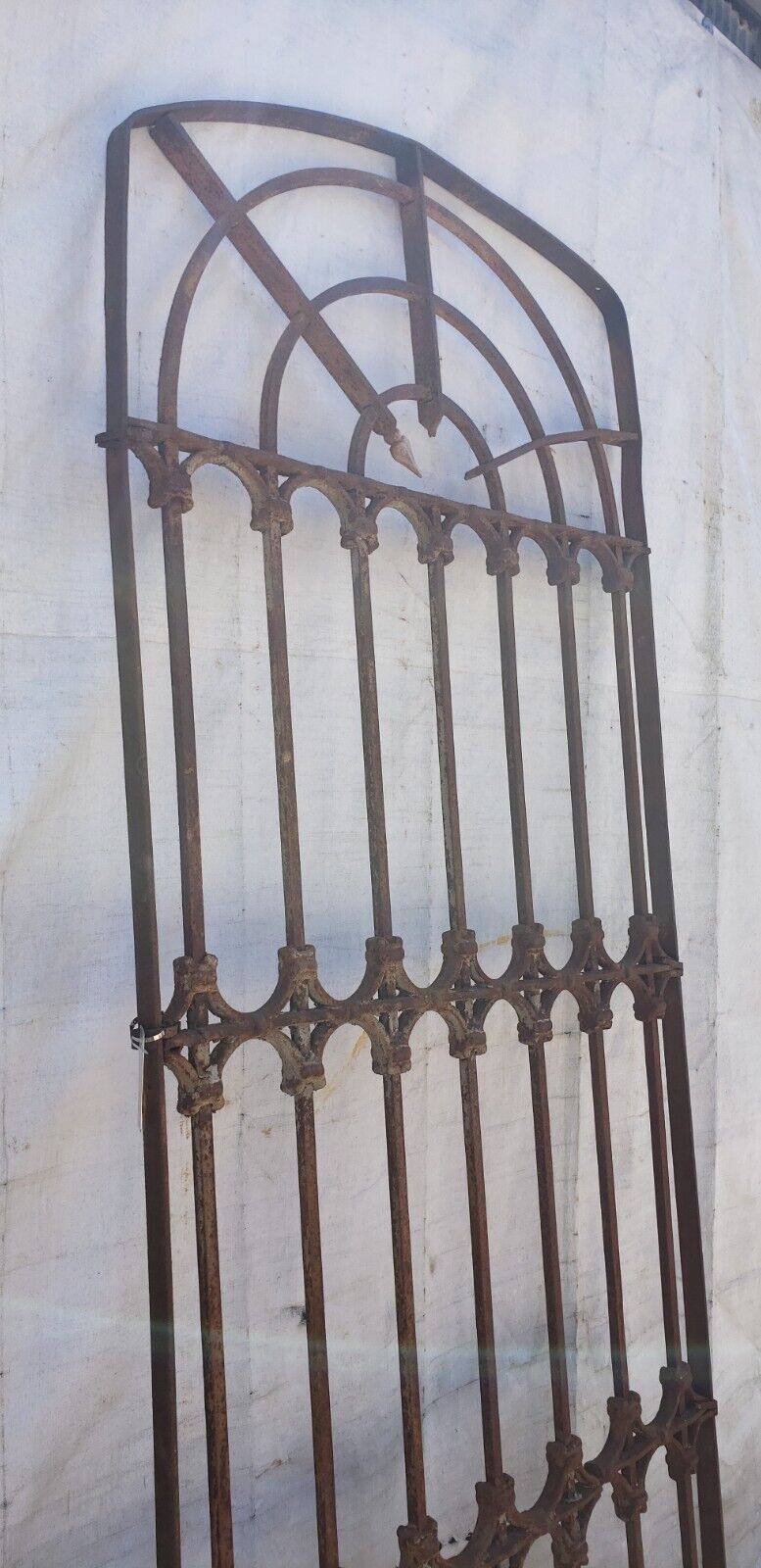 Very Old Ornate Wrought Iron Gate with Lead Accents 98" x 38" GA9404