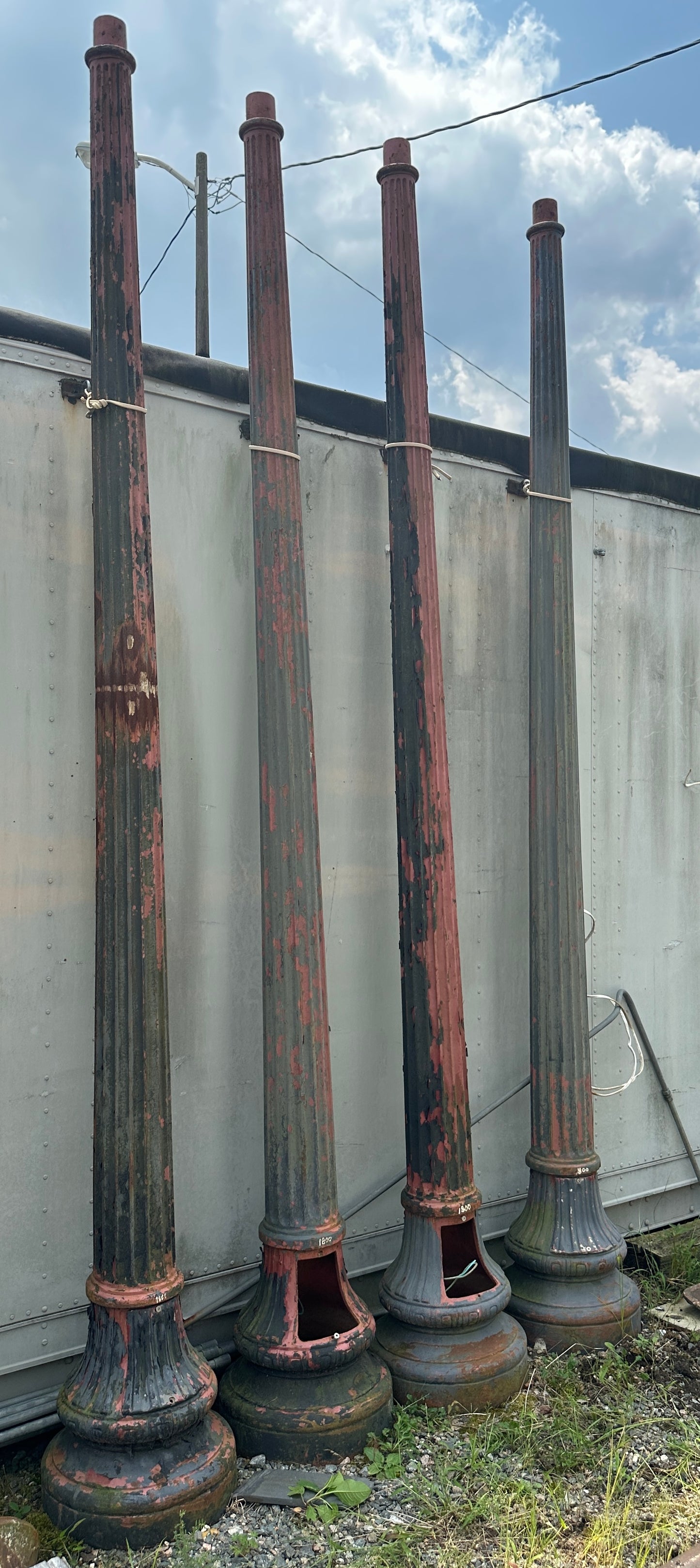 10 Ft Cast Iron Fluted Street Lamp Posts GA20290 - 3 Available!