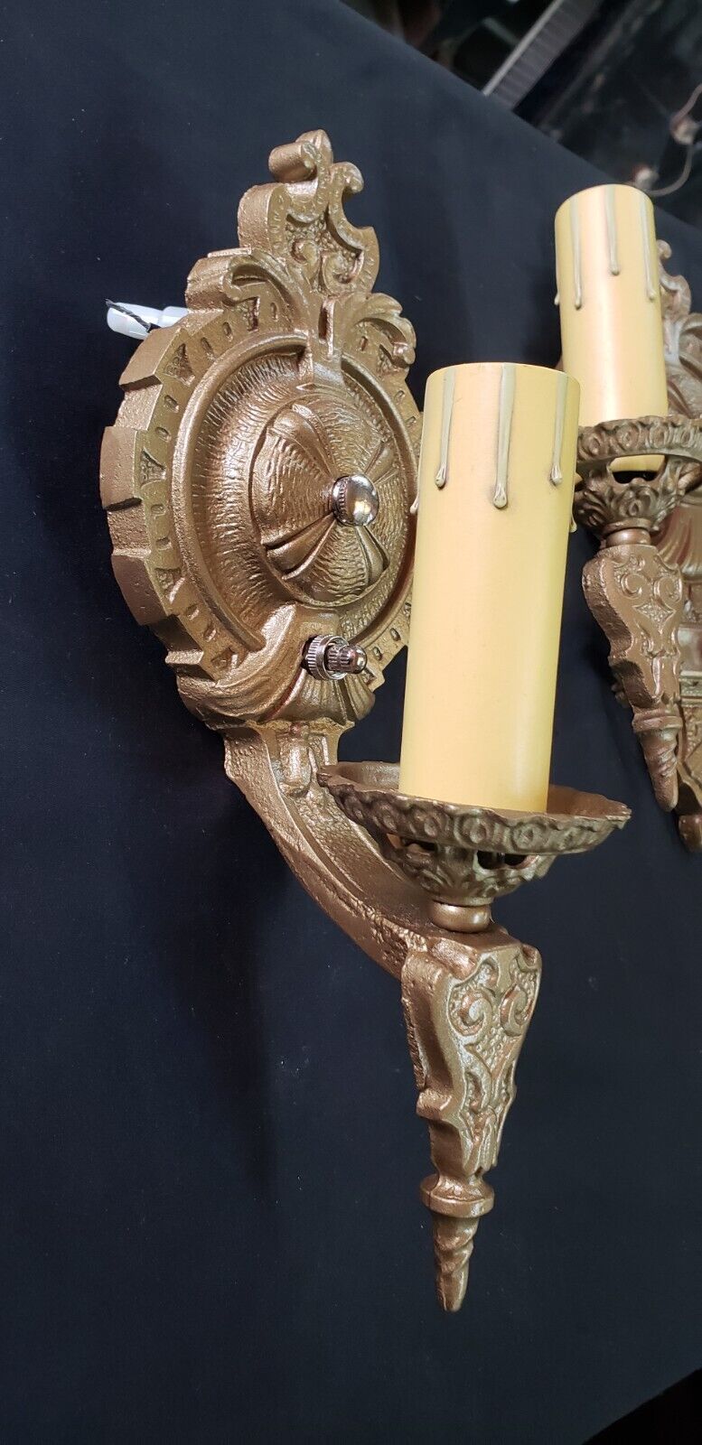 Restored Art Deco 3 Piece Cast Iron Sconce Set GA9489
