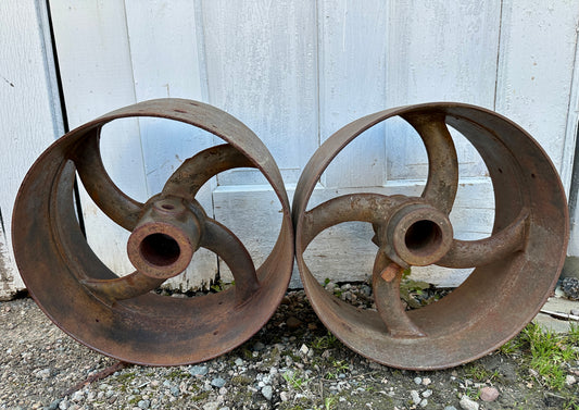 Pair of Industrial Cast Iron Cart Wheels GA20929
