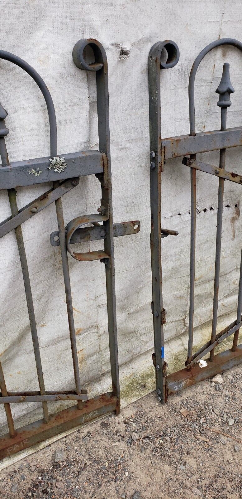 Pair of Hairpin Cross Hatch Wrought Iron Gates 115” x 37" (9’7” W x 37”H) GA9476