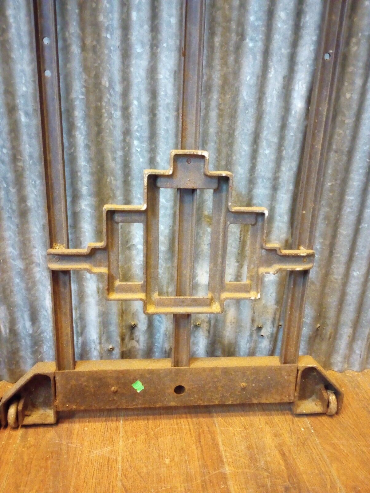 Pair of Art Deco Cast Iron Machine Legs with Casters 29 5/8" Tall x 18" Wide