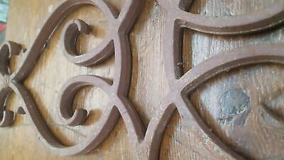 Pair of Cast Iron Scroll & Geometric Design Fence Panel Sections