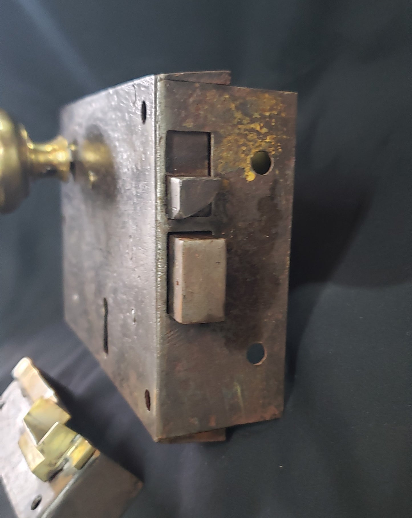 Restored Right Side Carpenter Style Rim Lock Set 6 1/4" x 4" GS00990