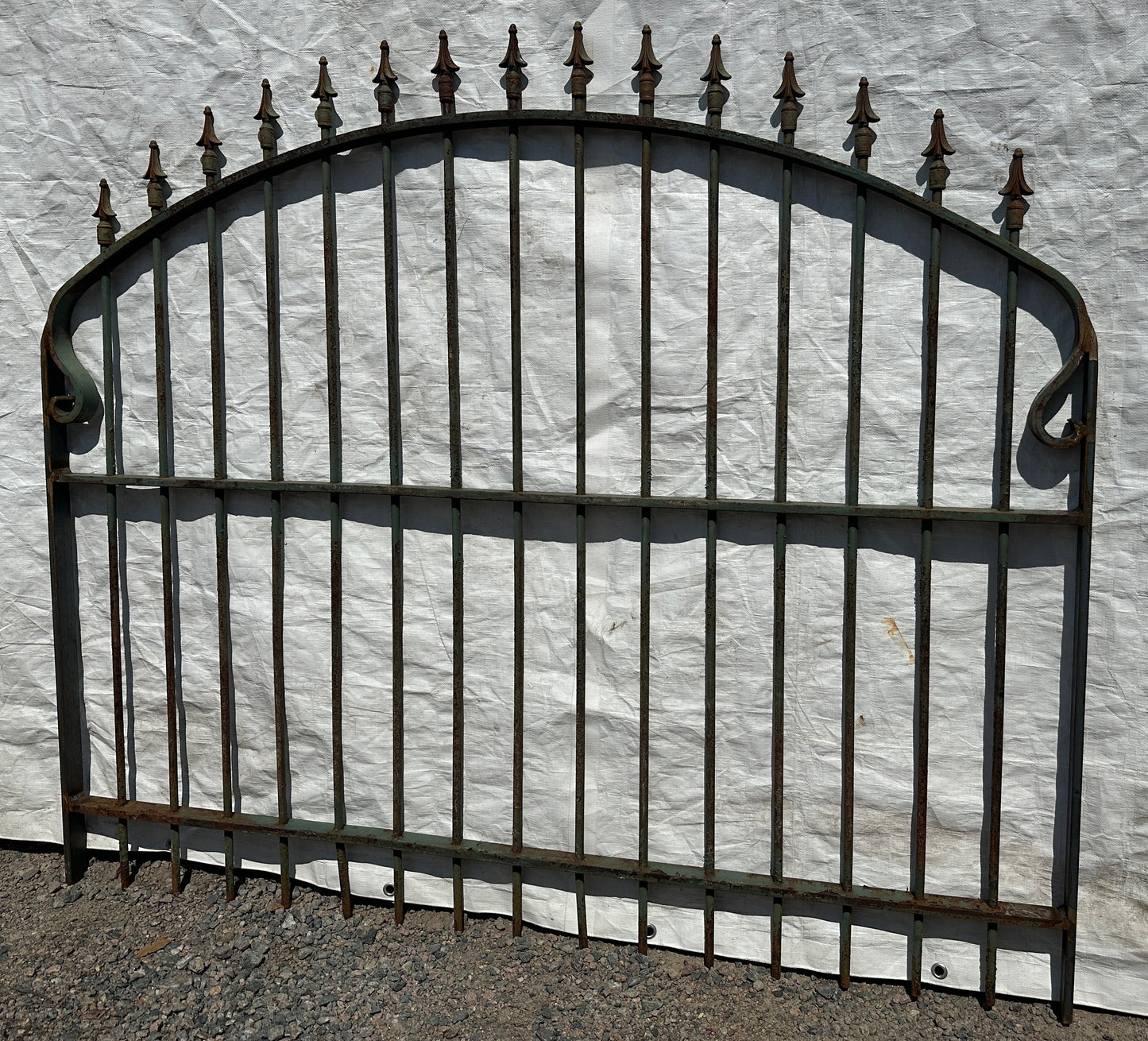 Restored Arch Top Wrought Iron Gates w/ Arrow Finials GA20323