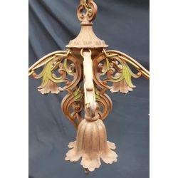 Unique Tulip Design Multi Colored Cast Iron 5 Light Chandelier #GA74