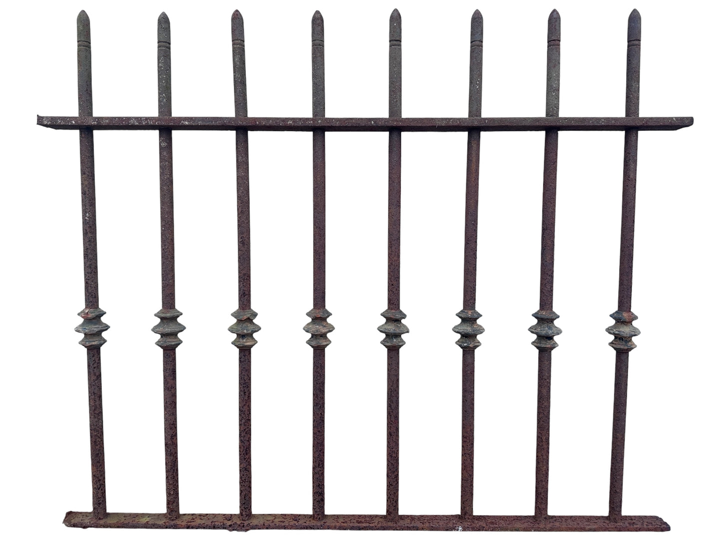 31' Ft of Antique Iron Picket Fencing w/ Lead Ornamental Knuckles GA21057