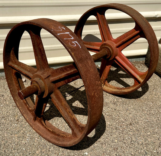 Pair of Industrial Cast Iron Cart Wheels GA20946