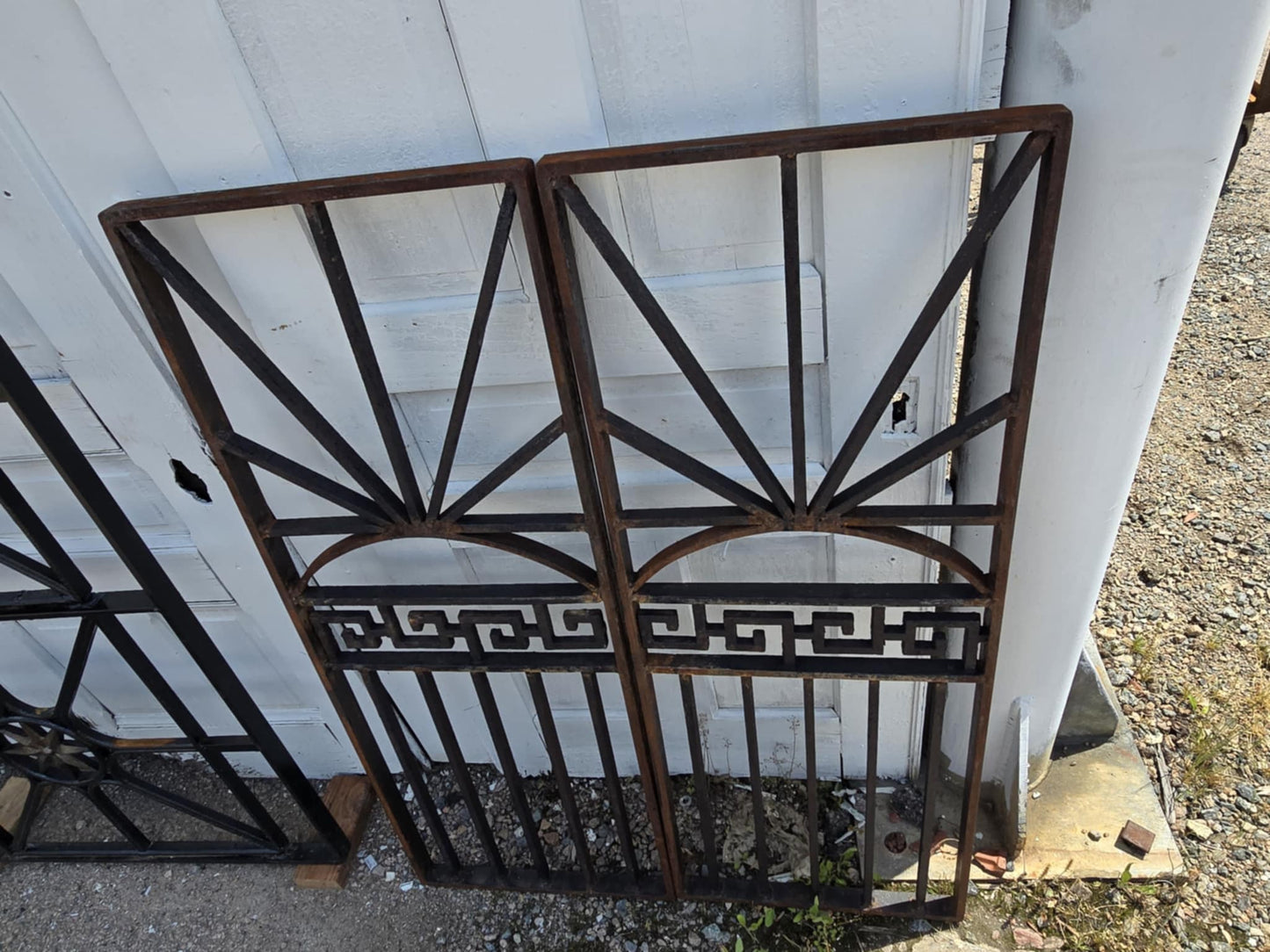 Antique Geometric Iron Gate Pair GAM0454