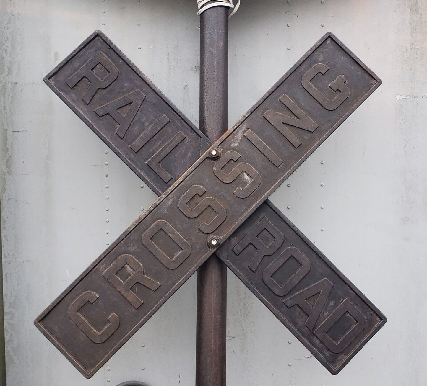 Antique Pole Mounted Cast Iron Railroad Crossing Signs