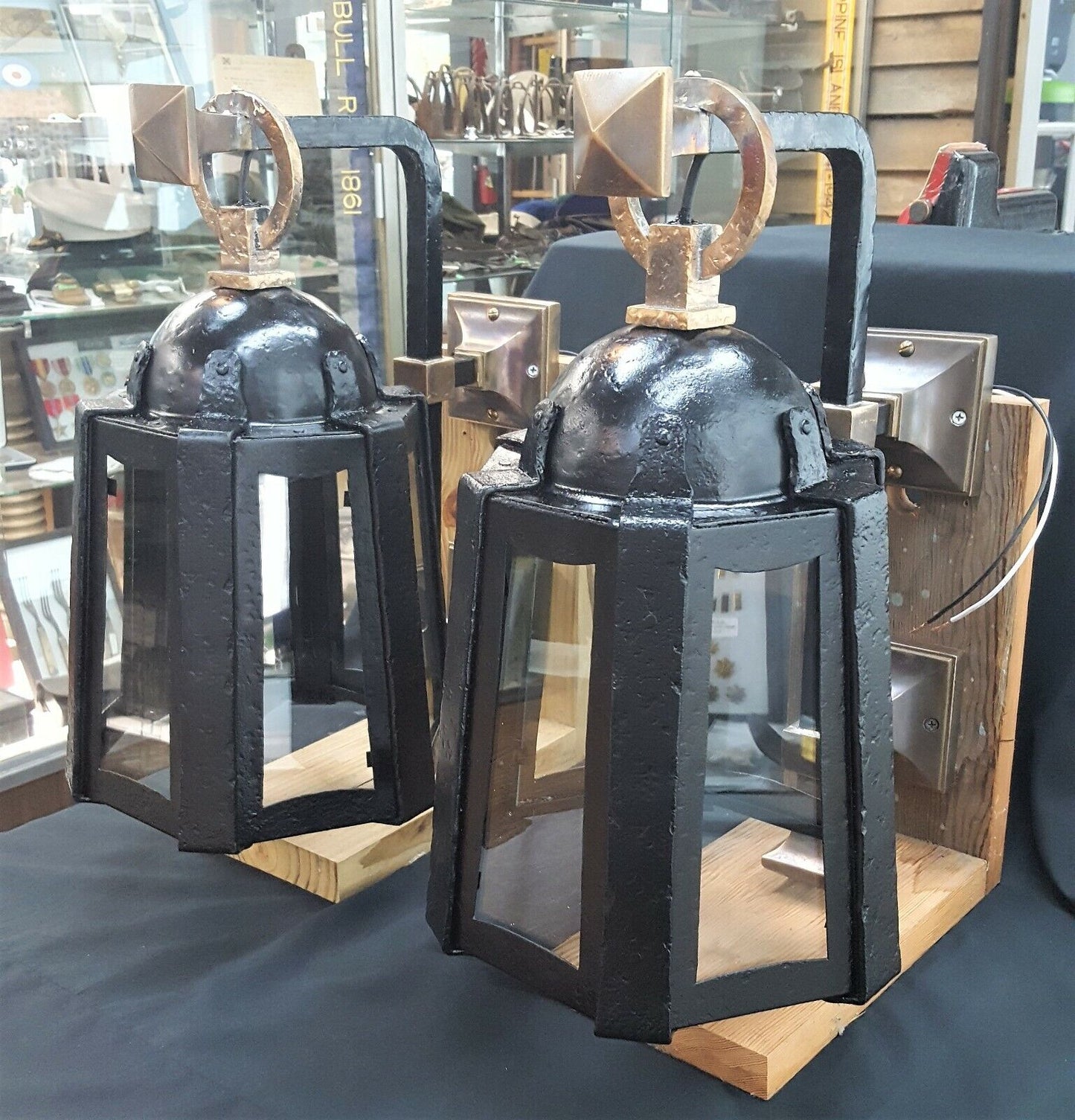 Very Large Restored Antique Cast Iron Outdoor Wall Sconces GA704