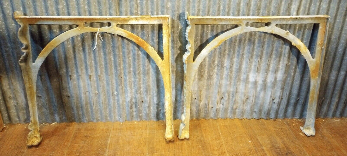 Pair of Art Deco Cast Iron Machine Legs 16" Tall x 18 1/2" Wide