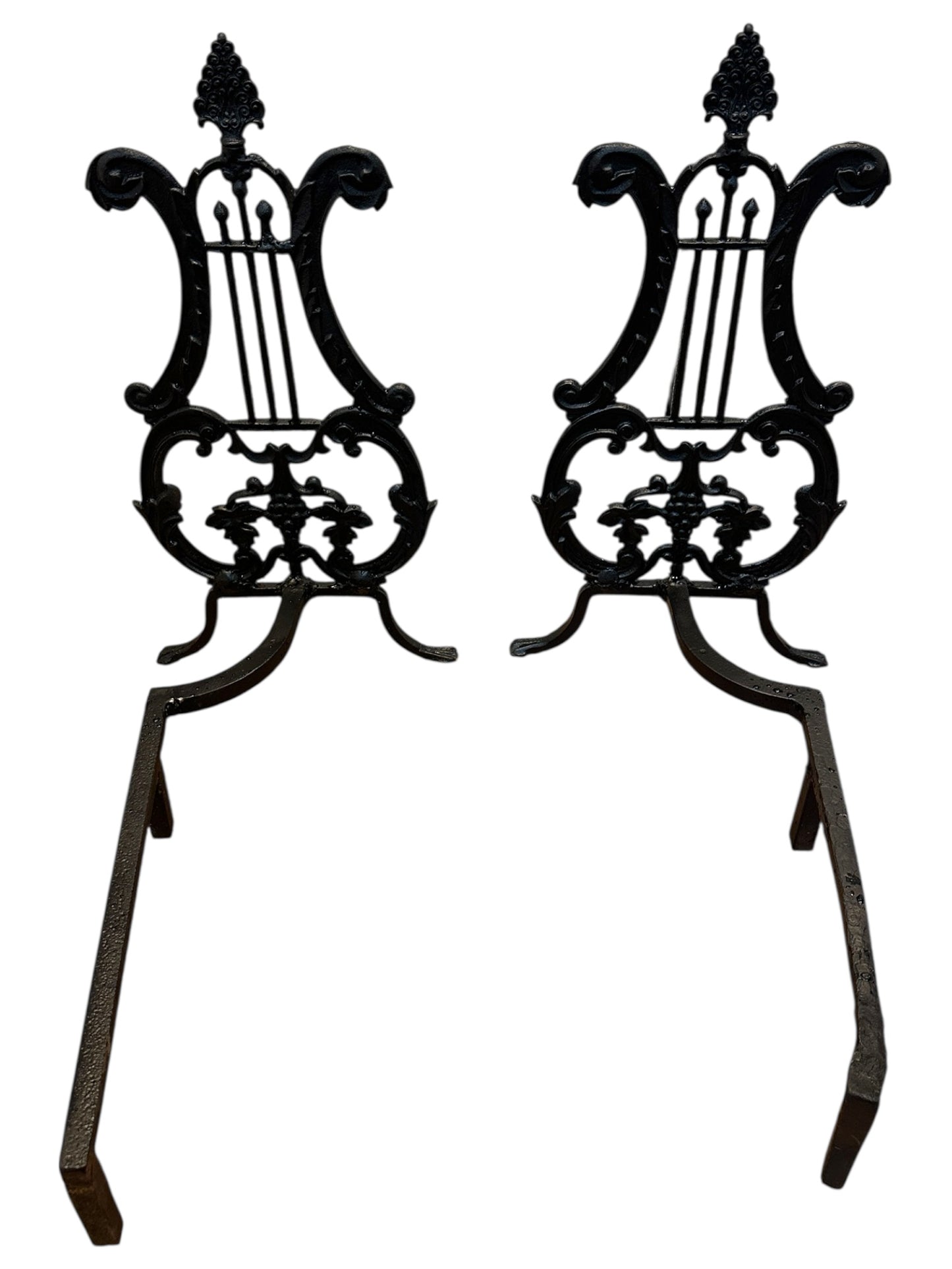 Pair of Restored Antique Cast Iron Fireplace Andirons GA20790