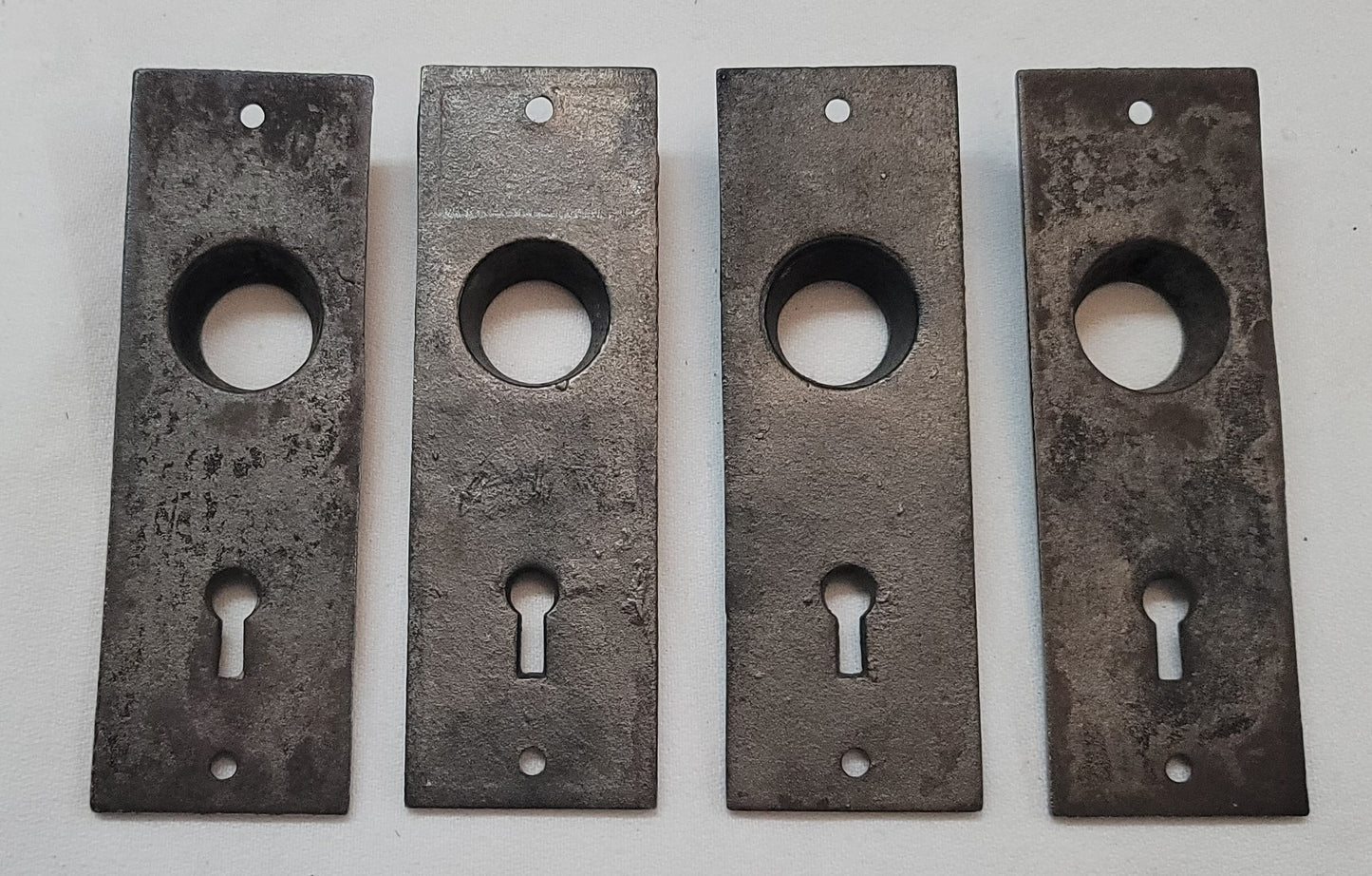 Restored Set of 4 Cast Iron Art Deco Backplates 5 1/4" x 1 3/4" GS00590