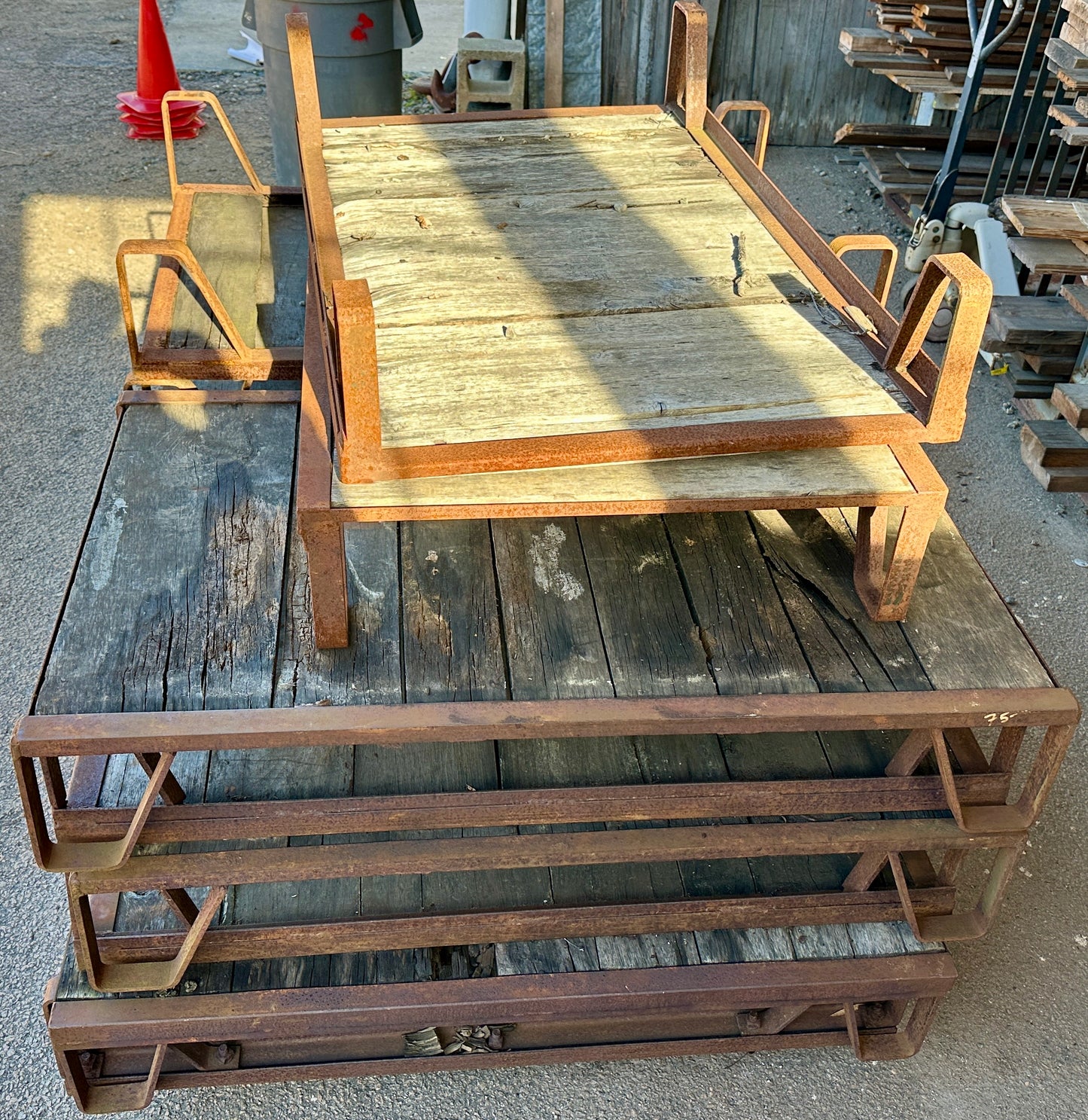 Antique Industrial Cast Iron Pallet w/ Wood Slats - 12 Available GA20528