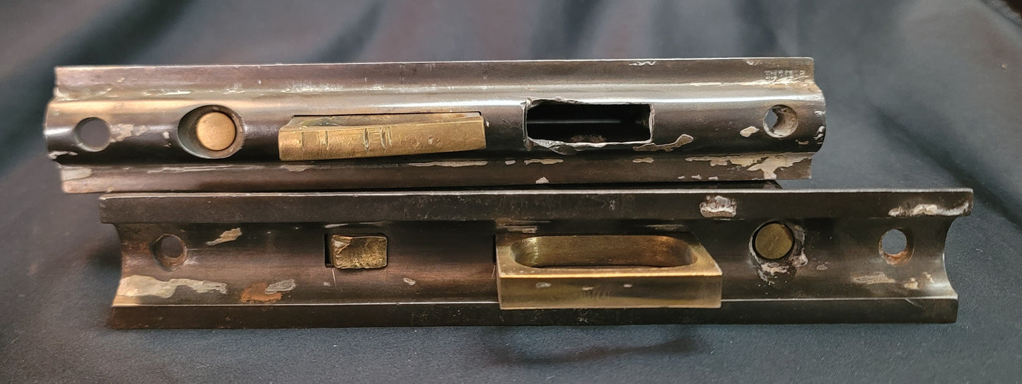Brass Pocket Door Lock Set 7 5/16" x 1 1/4" x 5" T x 3 1/2" GS01043