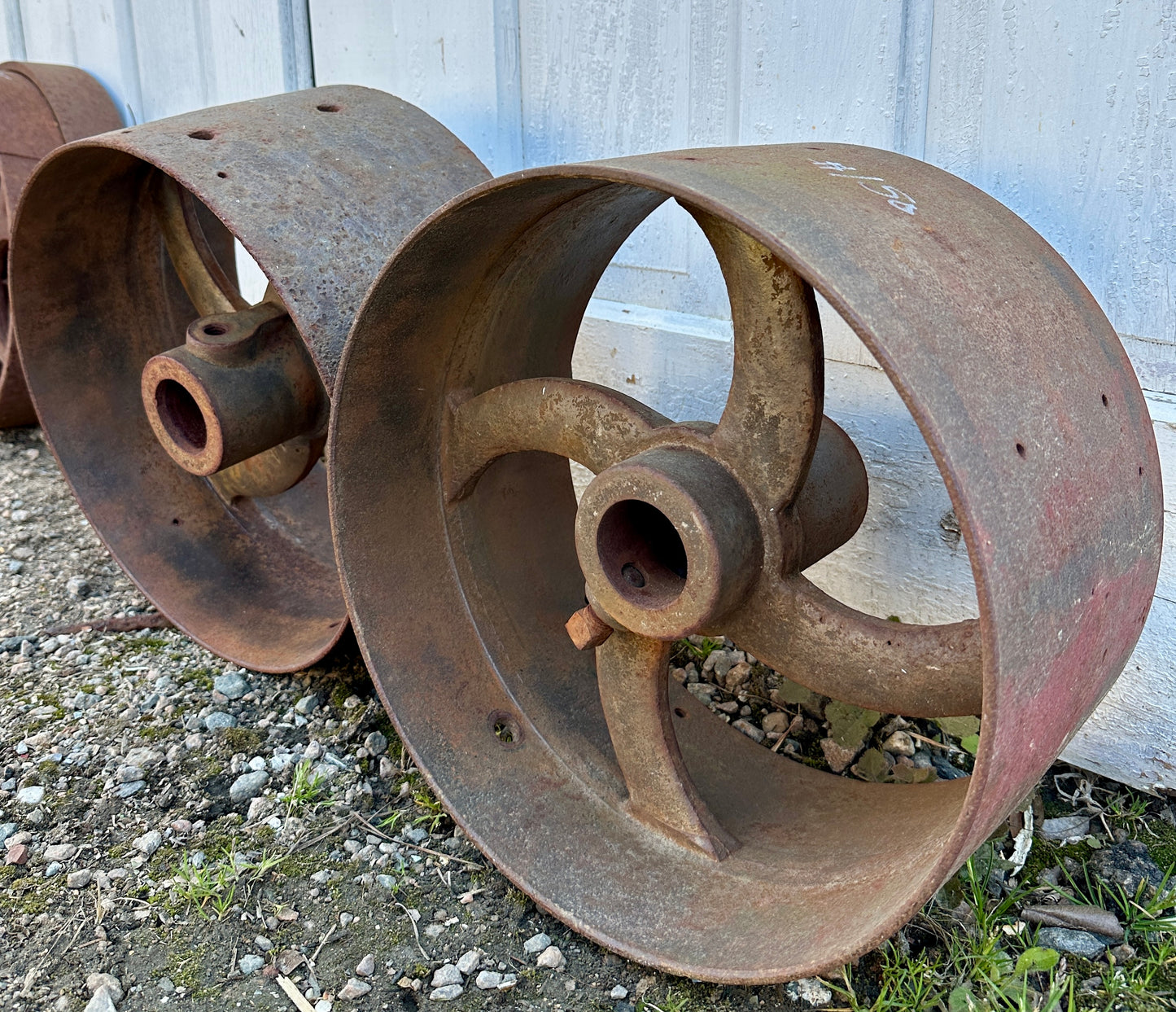 Pair of Industrial Cast Iron Cart Wheels GA20929