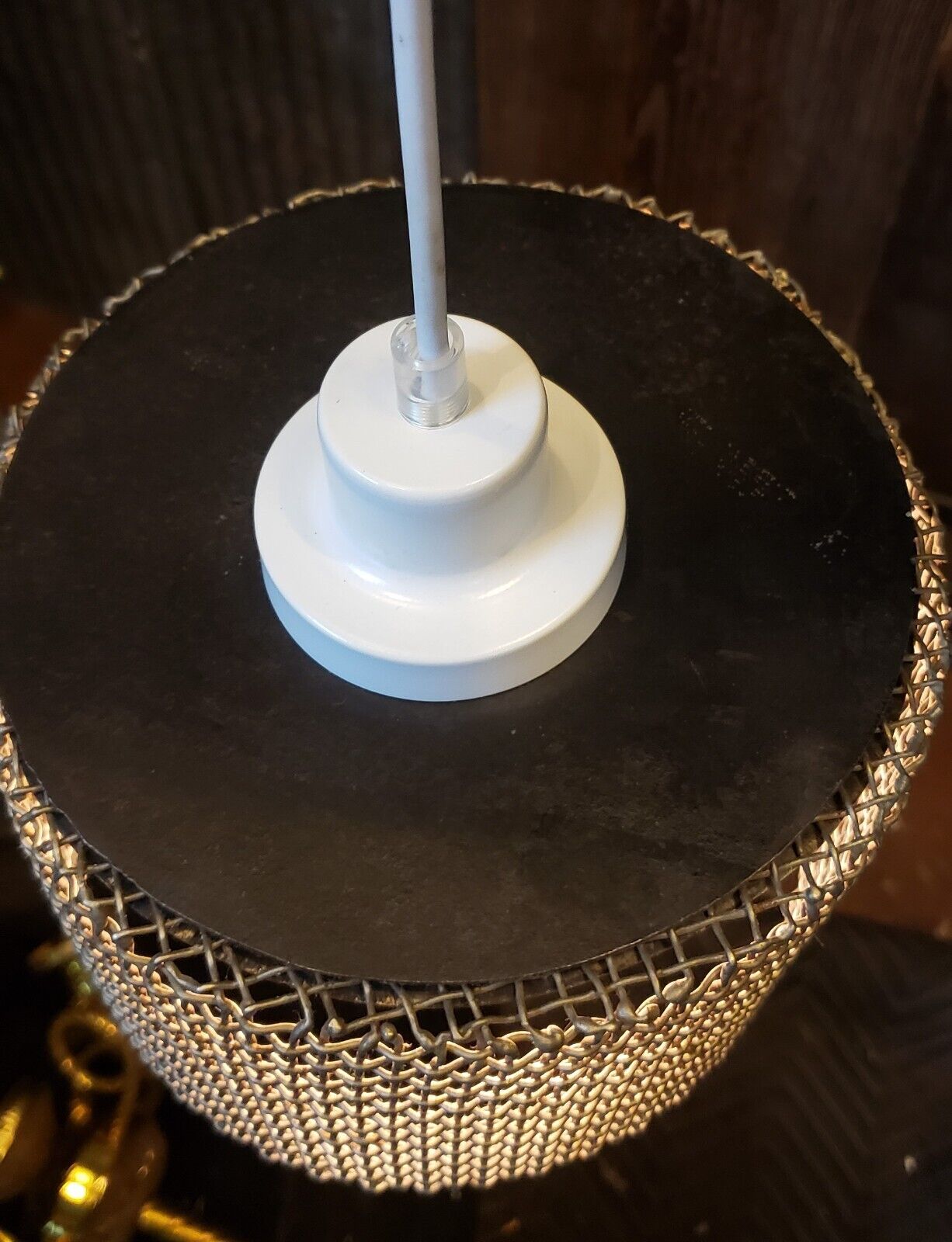 Repurposed Woven Steel Industrial Pendant Lights with Ceiling Caps