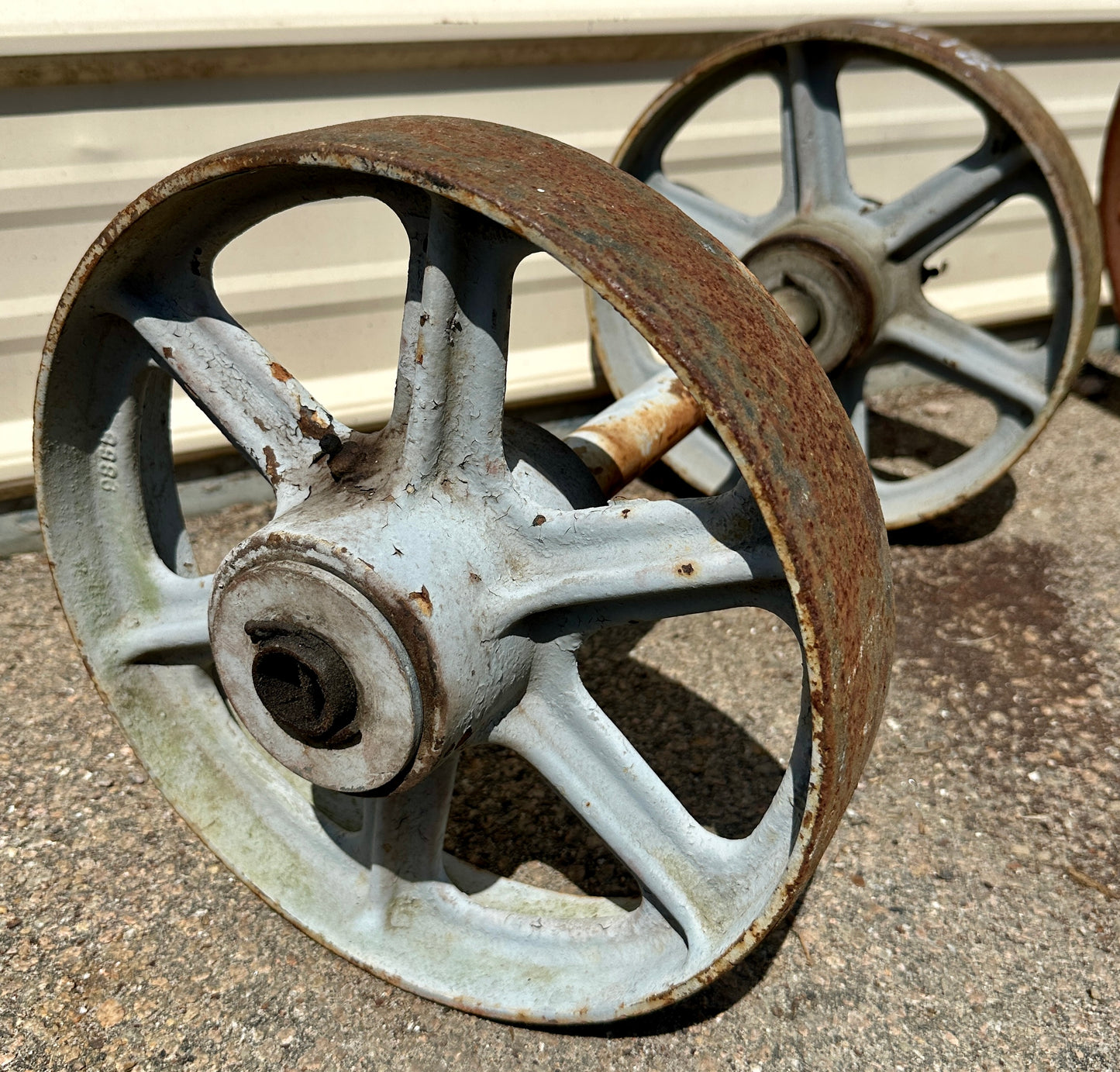 Pair of Industrial Cast Iron Cart Wheels GA20945