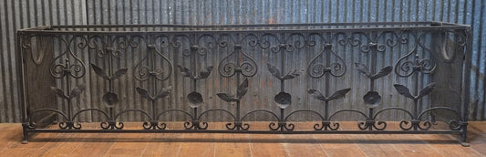 Vintage Ornate Wrought Iron Fireplace Fender 64" L x 16 1/2" T x 14" D GS00820