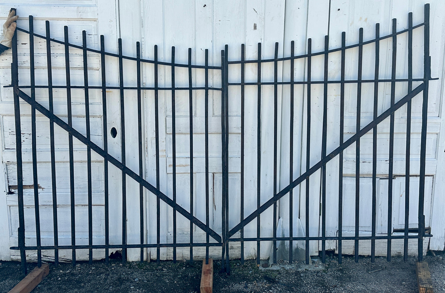 Cascading Arch Driveway Iron Gate Pair - 111" W x 66.5" T - GA20908