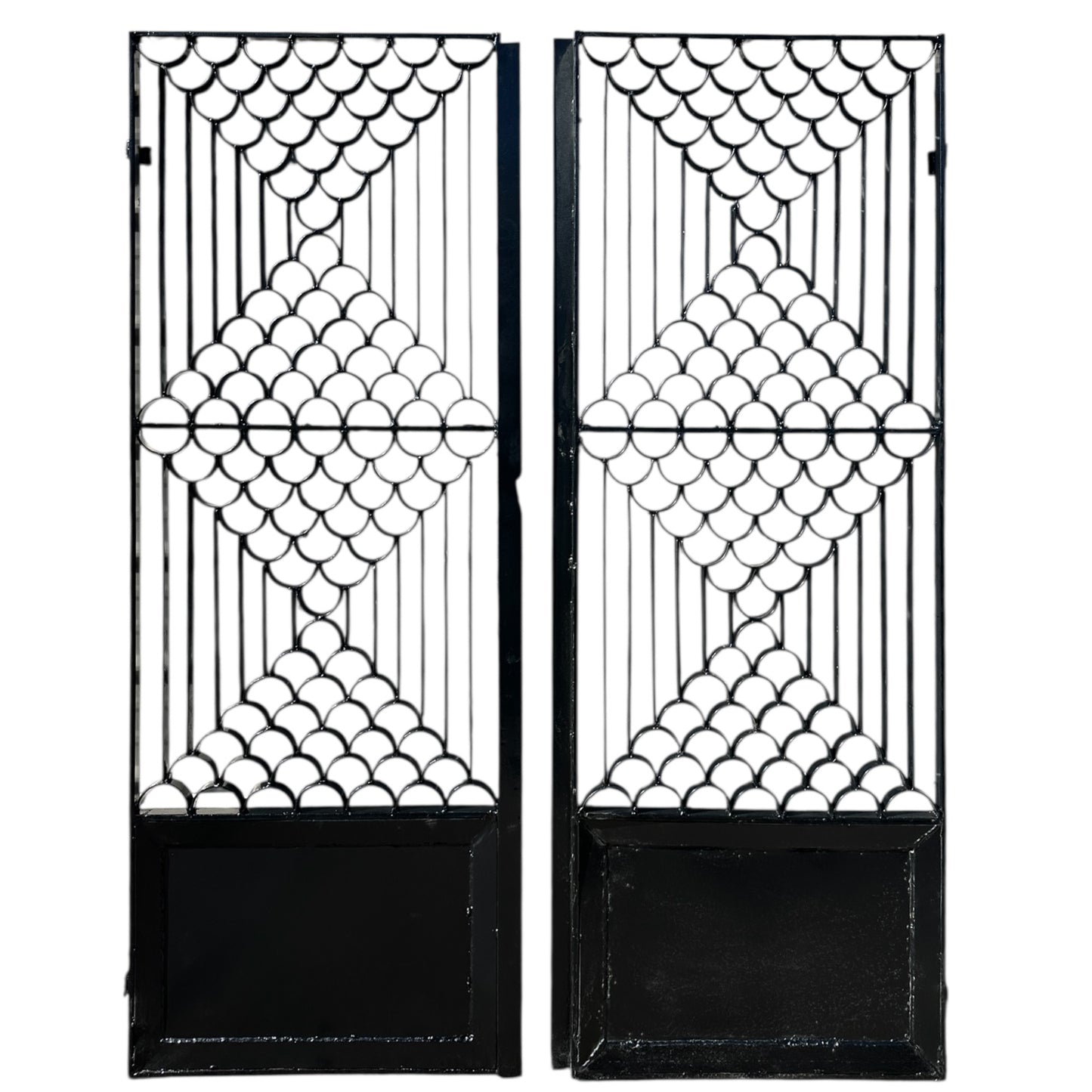 Restored & Powder-Coated Antique Art Deco Wrought Iron Gate Pair / Doors GA20818